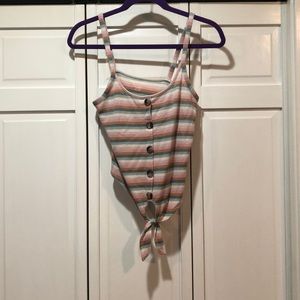 American Eagle striped crop tank with tie